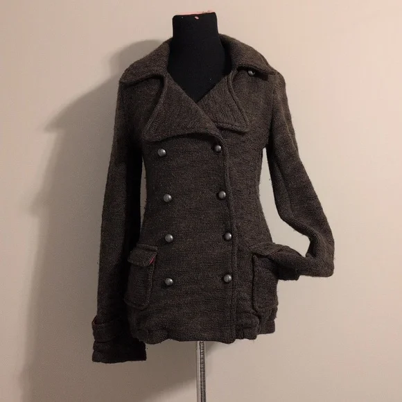Free people embroidered Lambswool Sweater Coat XS (Fits Like A Small) - Picture 2 of 8